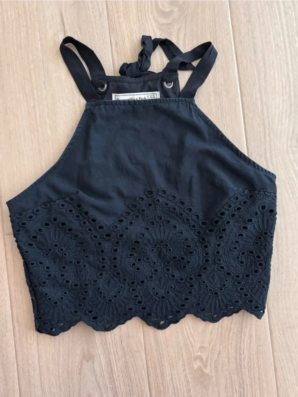 Abercrombie & Fitch Black Eyelet Top - Picture 1 of 6